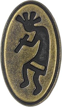 Bezelry 12 Pieces Kokopelli Oval Metal Shank Buttons. 25mm 1 inch Antique Brass