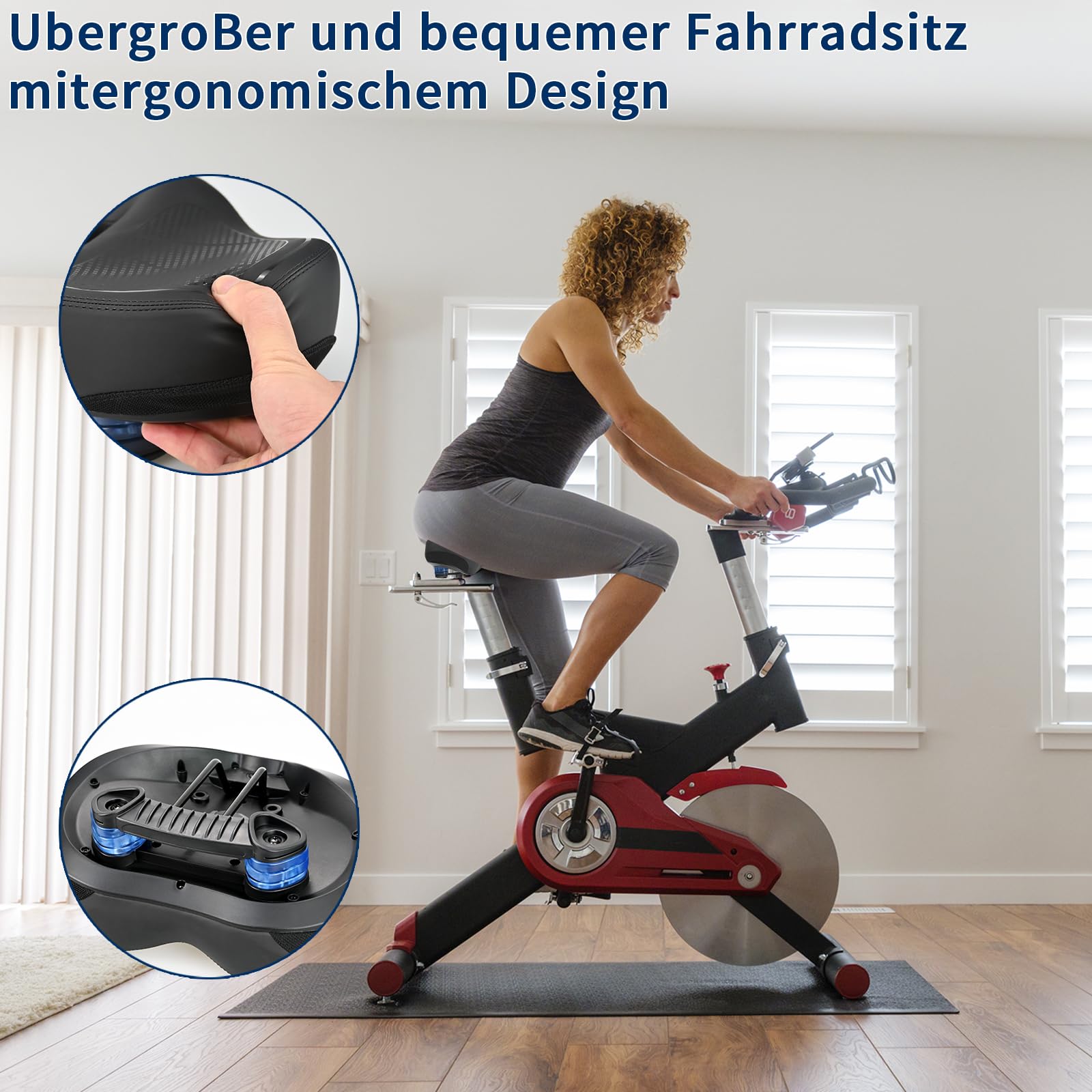 Selle de vélo surdimensionnée confortable pour homme et femme, selle de vélo d'appartement extra large, selle de vélo de rechange universelle pour vélo de ville, vélo d'appartement, VTT