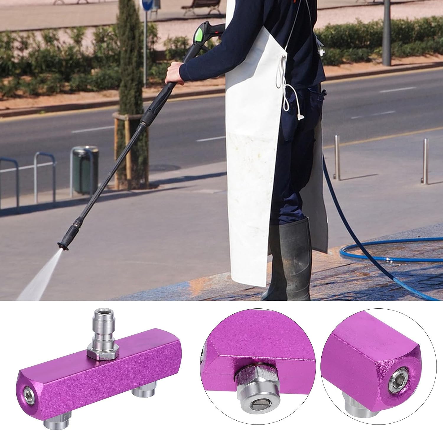 High-pressure Dual Head Pressure Washer Nozzle with 1/4 Quick Connect, Aluminum Alloy Material, Versatile Use for Car Wash and Garden Hose Adapter