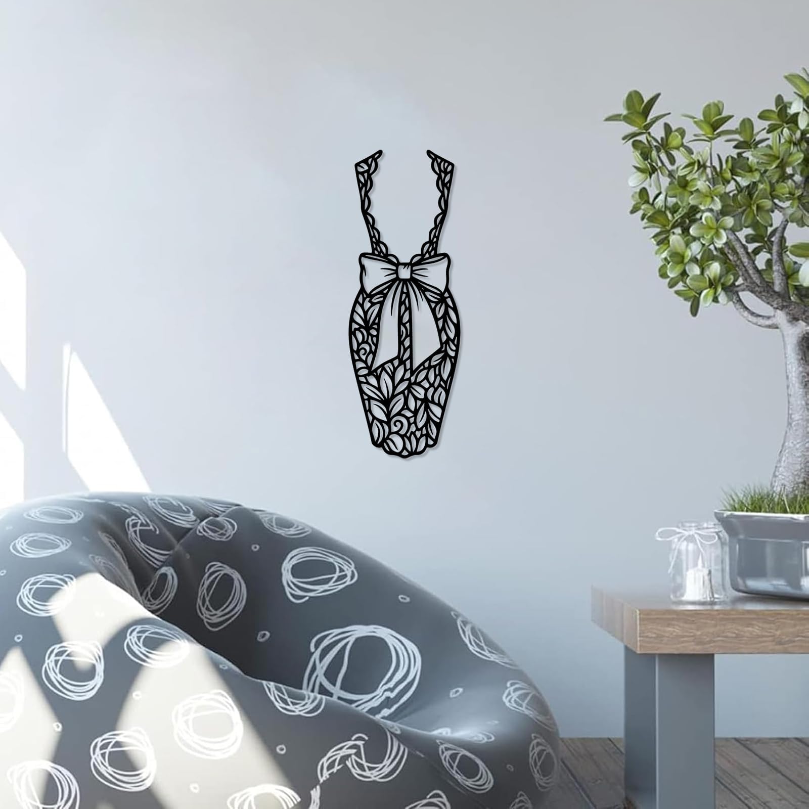 Metalowa sztuka ścienna, rustykalna dekoracja ścienna wisząca dekoracja wnętrz domu (61 cm) | Kwiatowa kokarda sukienka metalowa sztuka ścienna metalowa dekoracja zewnętrzna metalowe znaki dekoracja ścienna