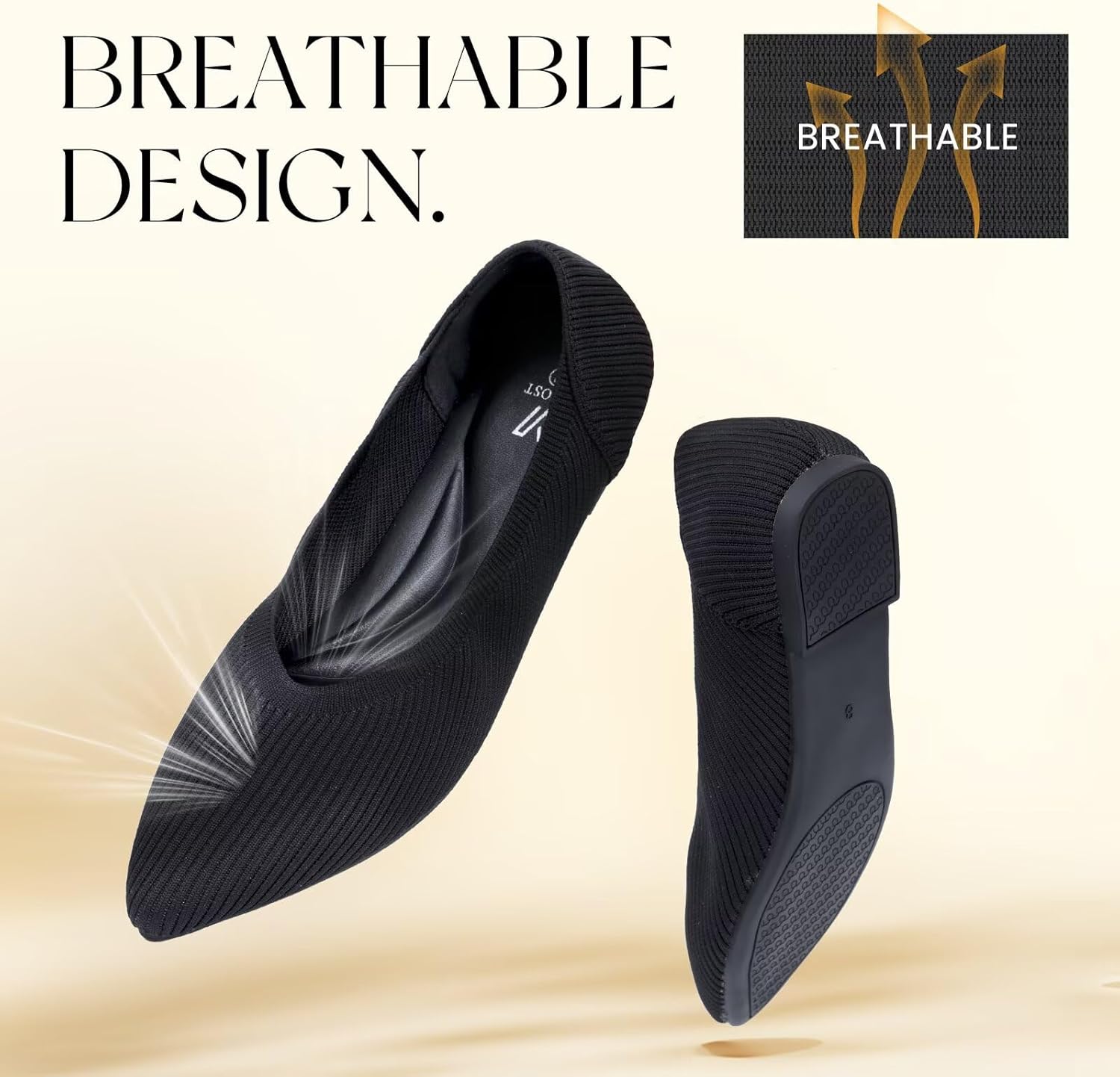 Vipost Women's Ballet Flats Slip On Foldable Knit Dress Shoes Lightweight Breathable Pointed Toe Casual Dressy for Work Office Wedding Travel Comfortable Flats - Image 3