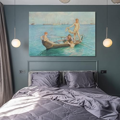 Miniatura 8 de Henry Scott Tuke - August Blue', 1896 - Póster decorativo para pared de sala de estar, dormitorio, 16 x 24 pulgadas (15.7 x 23.6 in)