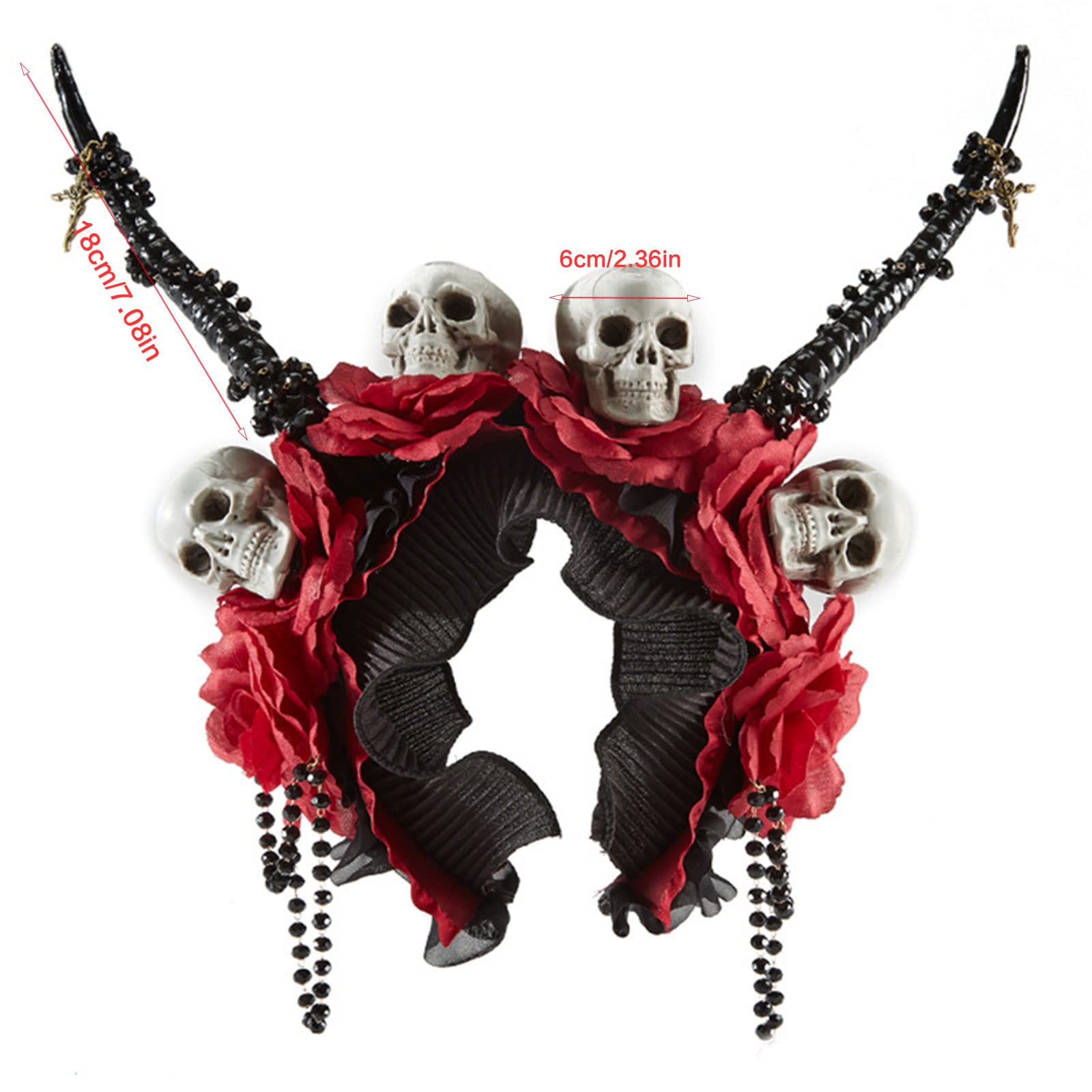 Cerchietto per capelli, corno di Halloween, diademi e corone con teschio, antilope, retrò, fiore nero