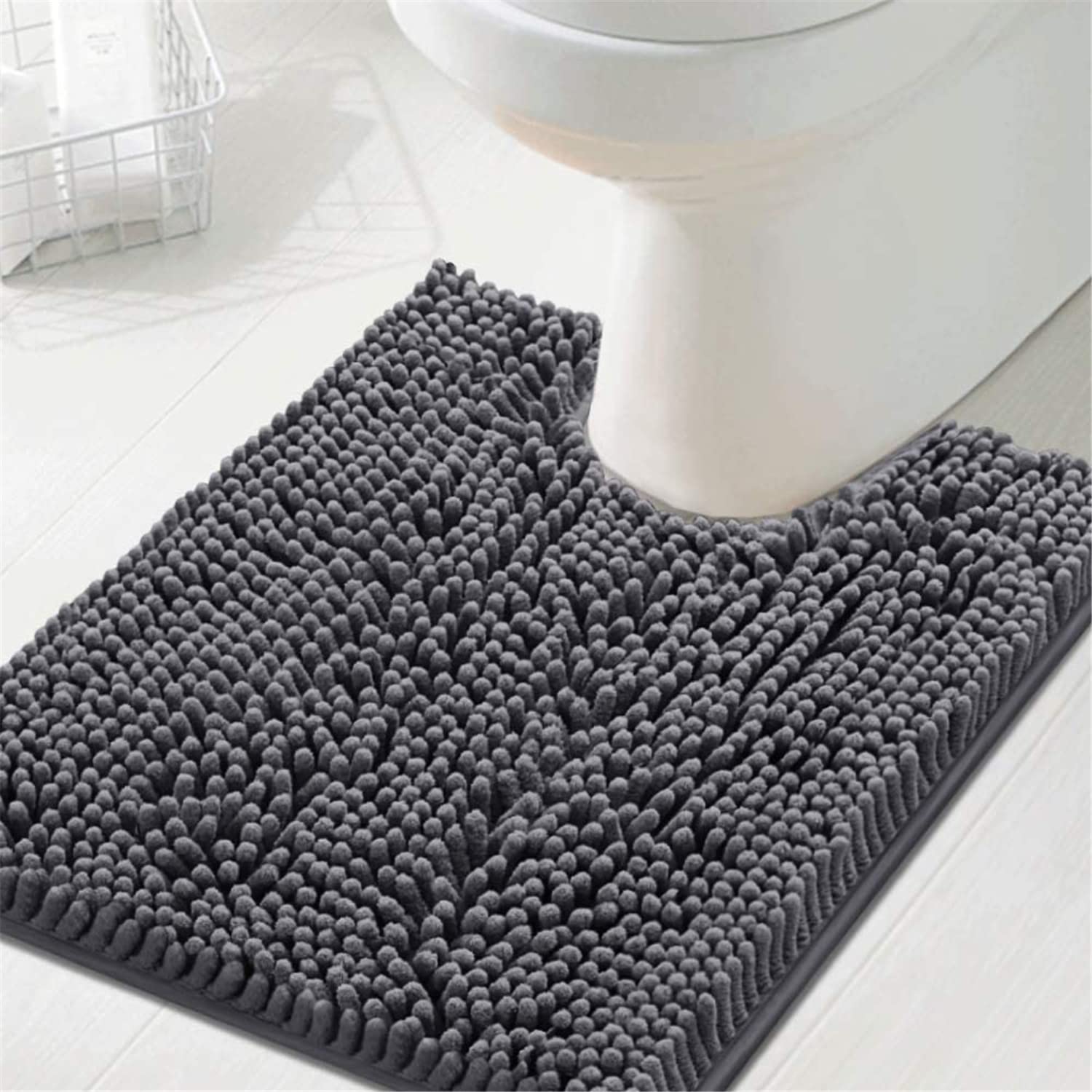 Tapete de baño antideslizante de felpilla ultrasuave, tapete de baño de microfibra de secado rápido, lavable a máquina, 50 x 60 cm (gris) - Decoración ideal para el hogar para mayor comodidad y estilo
