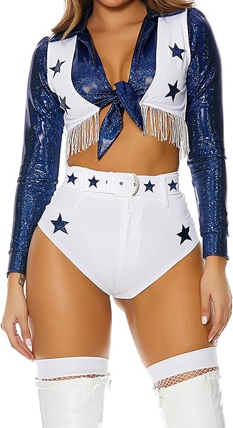 Forplay Womens Seeing Stars Cheerleader Adult Sized Costumes, White, Medium/Large US