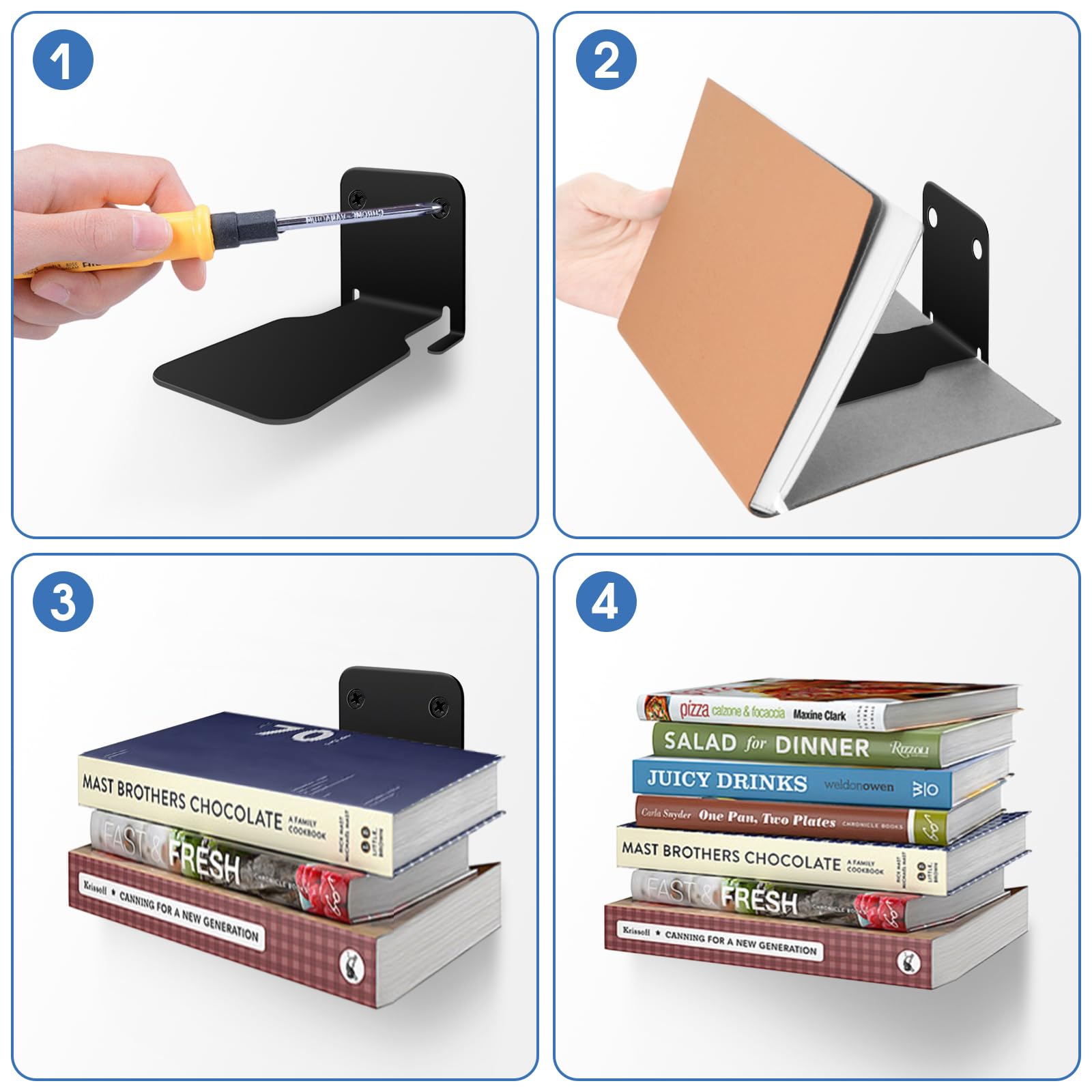 Boekenkast met kast Metalen zwevende boekenplank zware wandmontage boek organizer opslag rack plank voor kantoor slaapkamer woonkamer badkamer display stand Multifunctionele displayplank