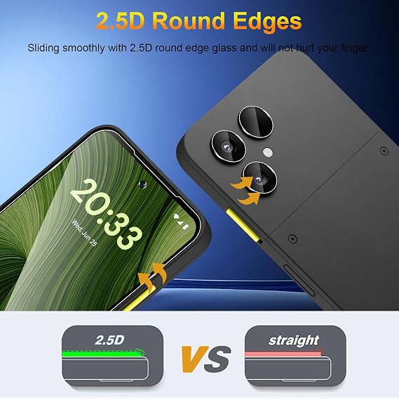 Screen Protector for Fairphone 6 5G, 2 Pack of Tempered Glass with 2 Camera Protection, 9H Hardness Protective Glass Mobile Phone Film HD Clear