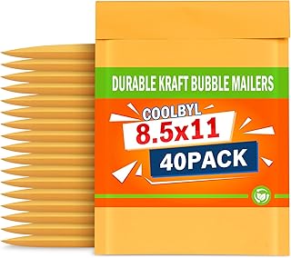 40 Pack Kraft Bubble Mailers 8.5x11 Inch - Self-Seal Padded Shipping Envelopes, Lightweight, Shockproof, Crushproof, Ideal for Mailing Small Items, Fragile Items, Documents, and Samples