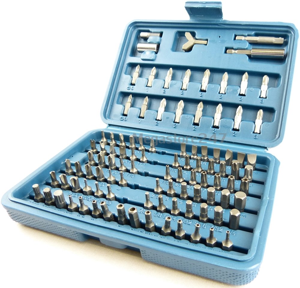 100pc Security Screwdriver Bit Set PH,PZ,Slotted,TX,Hex,Spline Mixed Bits Sets