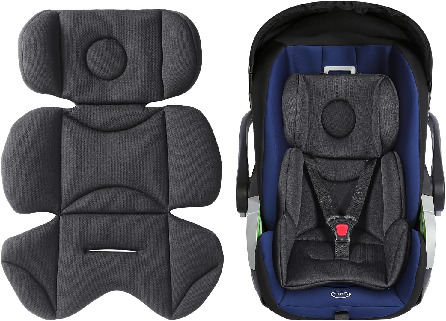 Infant Car Seat Insert – Breathable Head Support for Newborn to Toddler 0-3 Years, Soft Non-Sticky Baby Car Seat Cushion, Universal Carseat Insert Support for Stroller, Swing & Carrier, Black