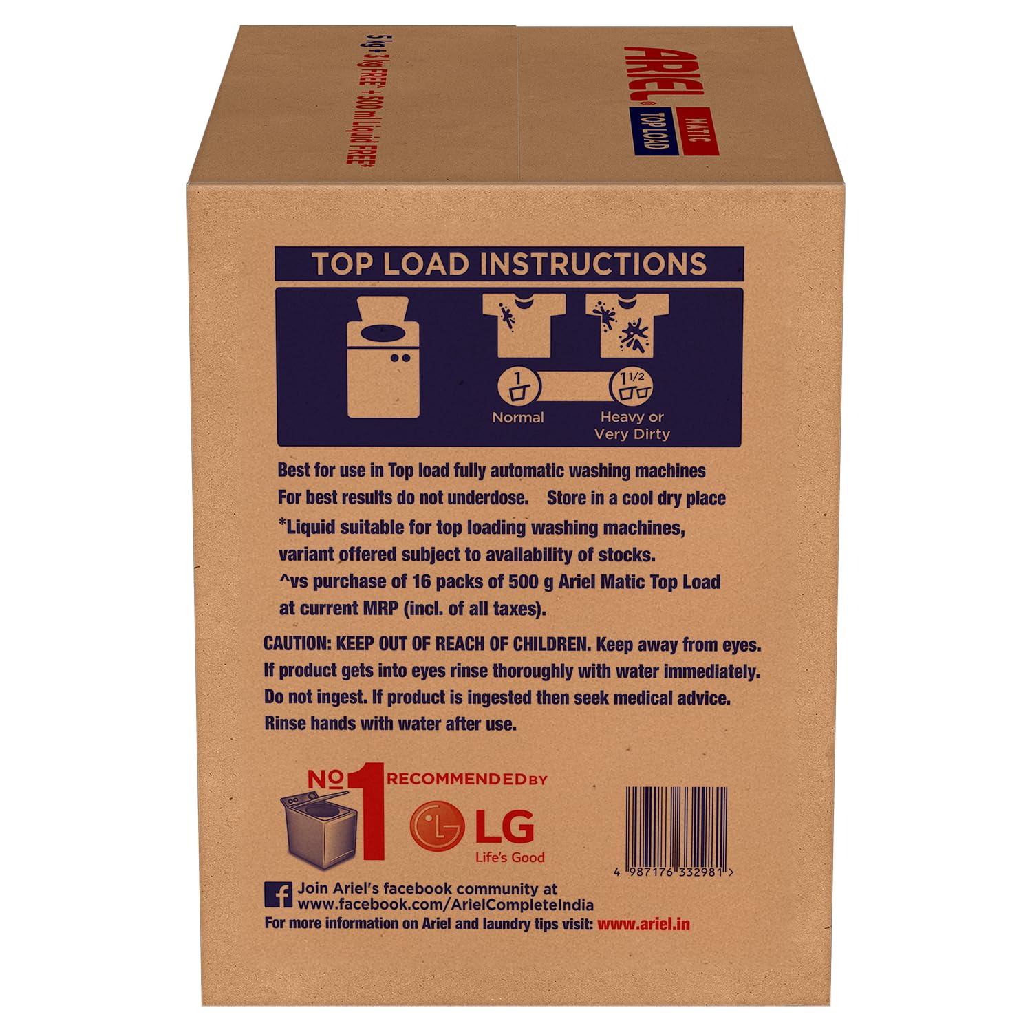 Ariel Matic Detergent Powder Top Load - 5kg + 3kg + 500ml Liquid free | Removes 100 Tough Stains in 1 wash | Specially Designed for Washing Machines | Fresh Fragrance - Image 9 thumbnail