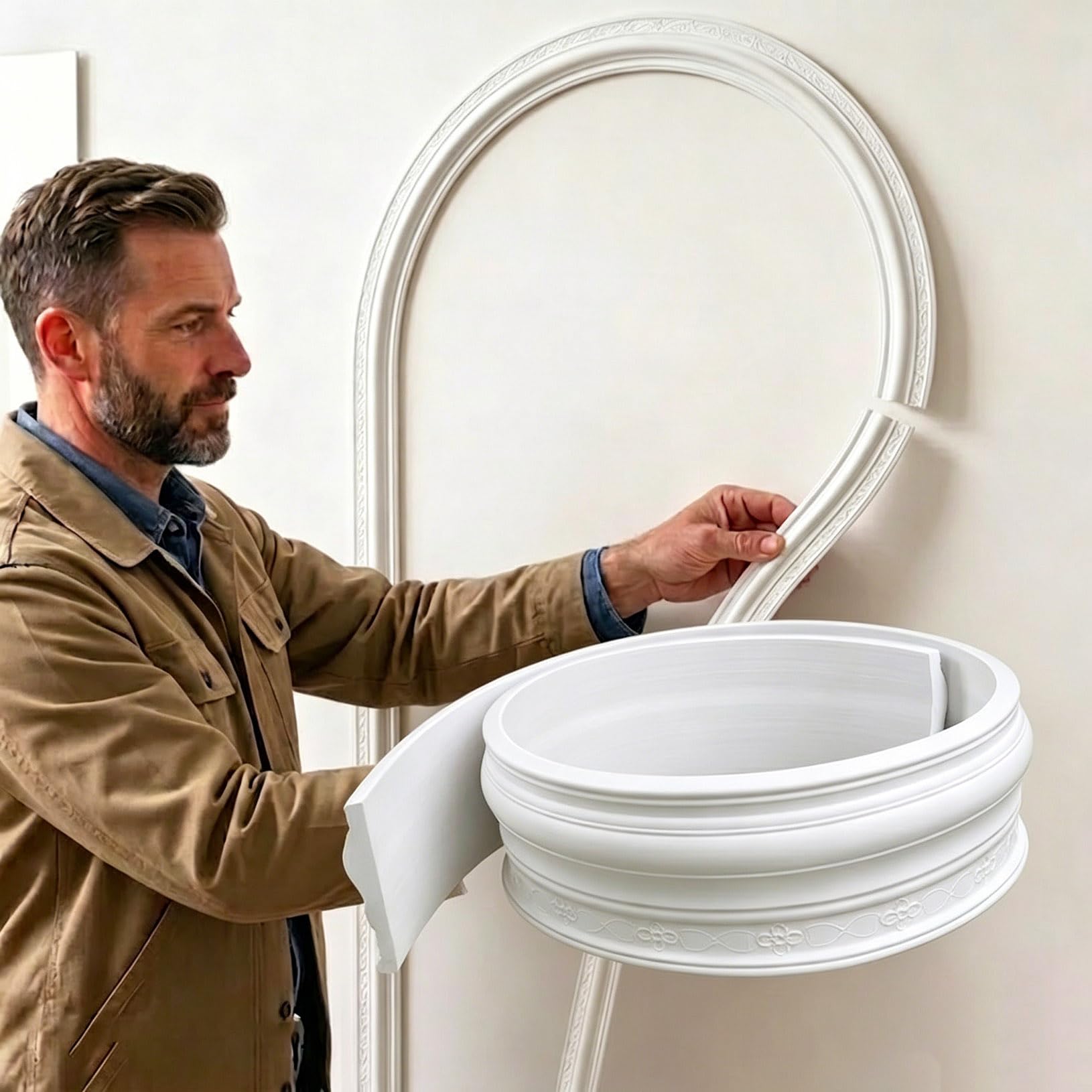 Molduras decorativas de pared PVC tira flexible impermeable para techo y puertas de 8M