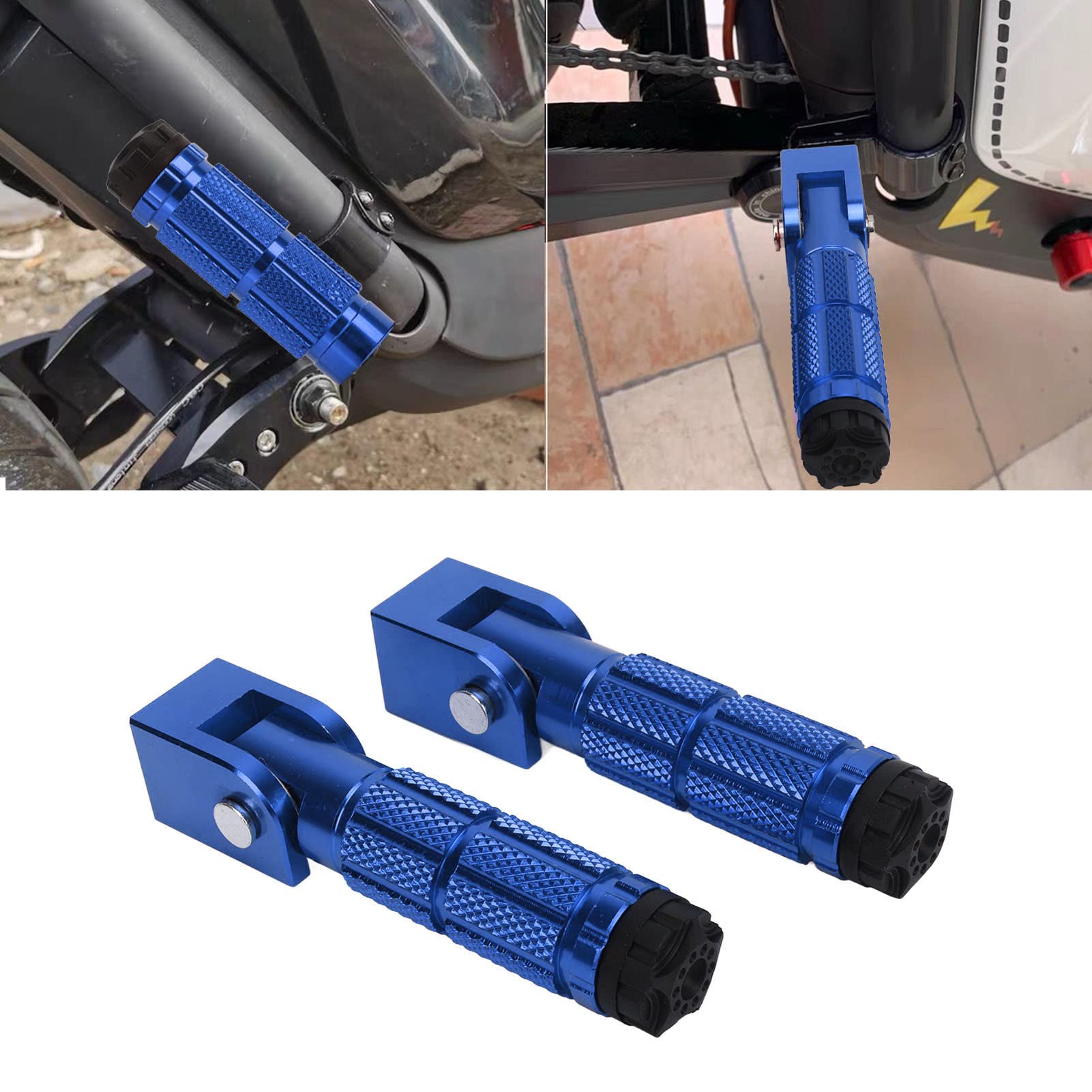 2 Repose-Pieds Pliants Universels Pour Moto, Vélo, Scooter, Kart - Alliage Aluminium, Antidérapants, Pliage 90° - 12 Cm