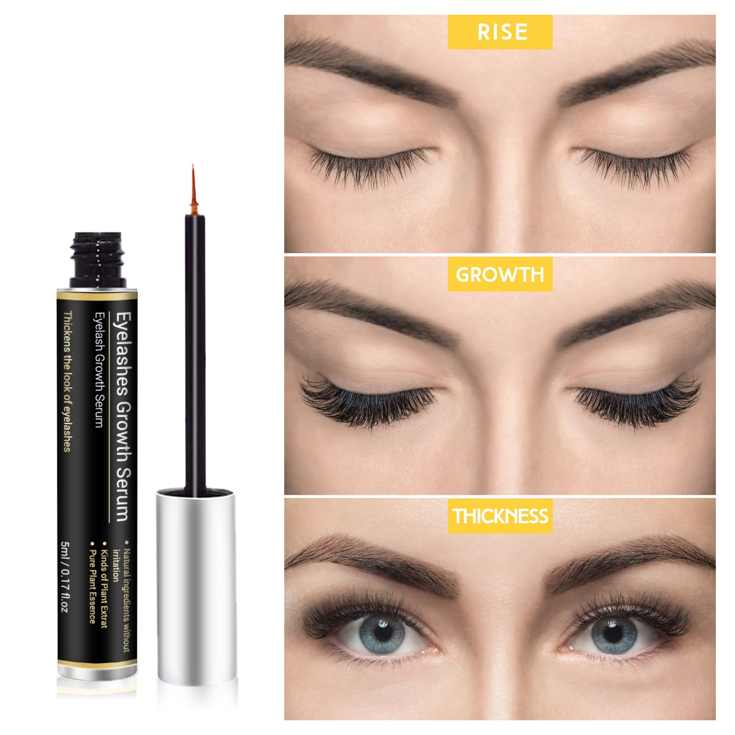 5ML Serum Pestañas Crecimiento,Tratamiento Fortalecedor y Alargador Para Pestañas y Cejas,Gruesas y Hermosas, Estimula Crecimiento Natural, Cejas más Pobladas - 4