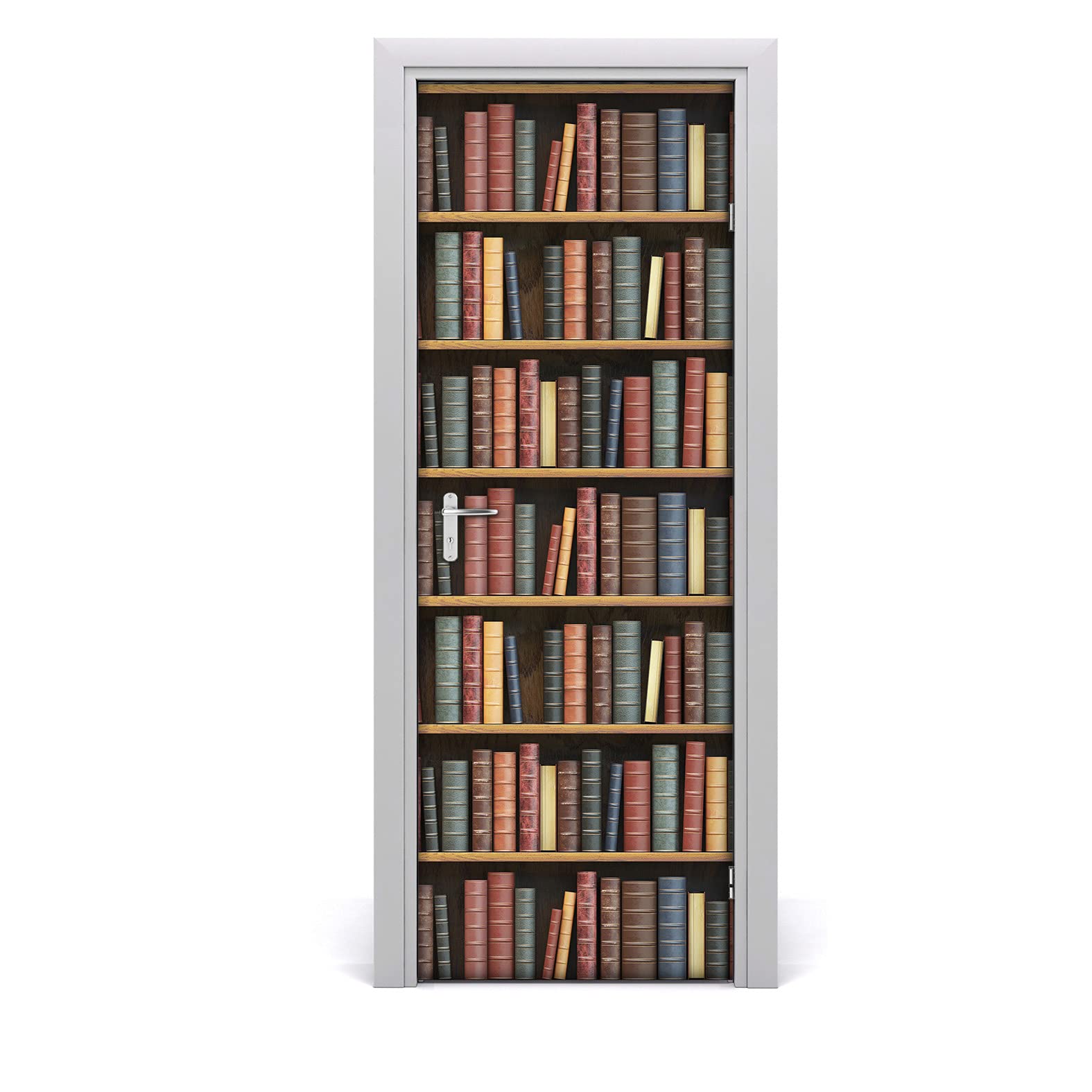 Adhesivo decorativo extraíble 85x200 cm papel para puertas diseño biblioteca libros antiguos