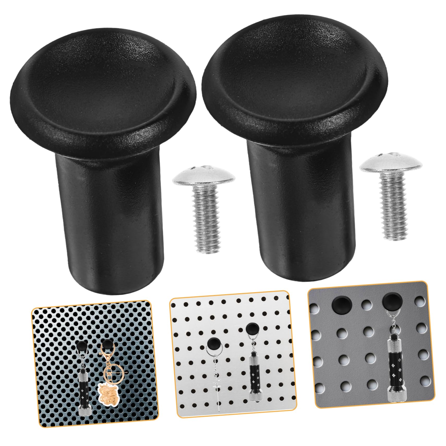 Ciieeo Sturdy Pegboard Hooks 2 Pack for Keychains Tools and Utility Storage Black White