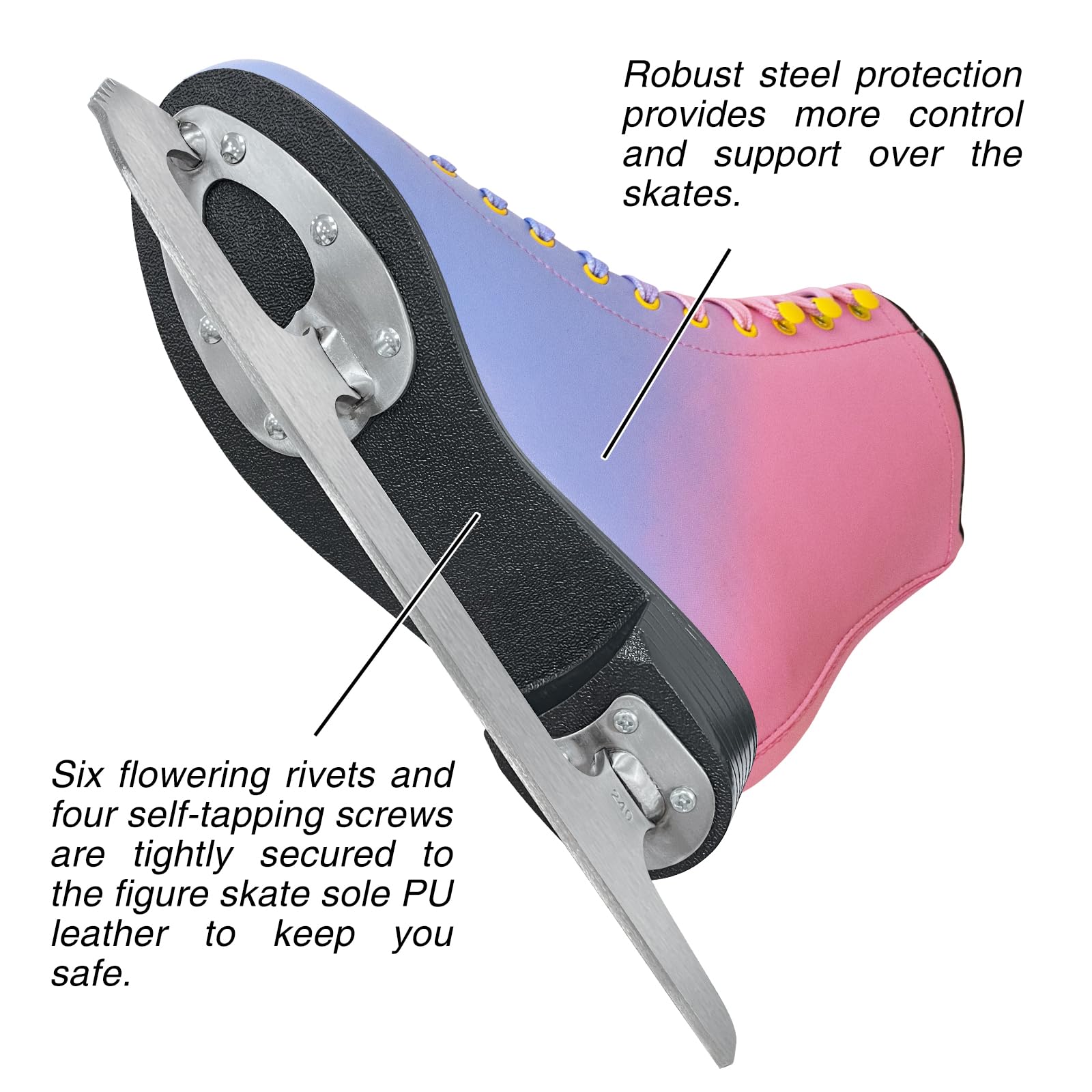 Nattork Figure Skates Excellence Stainless Steel Blades Ice Figure Skating with Enhanced Support Strength Performance and Ultimate Comfort for Youth and Adult
