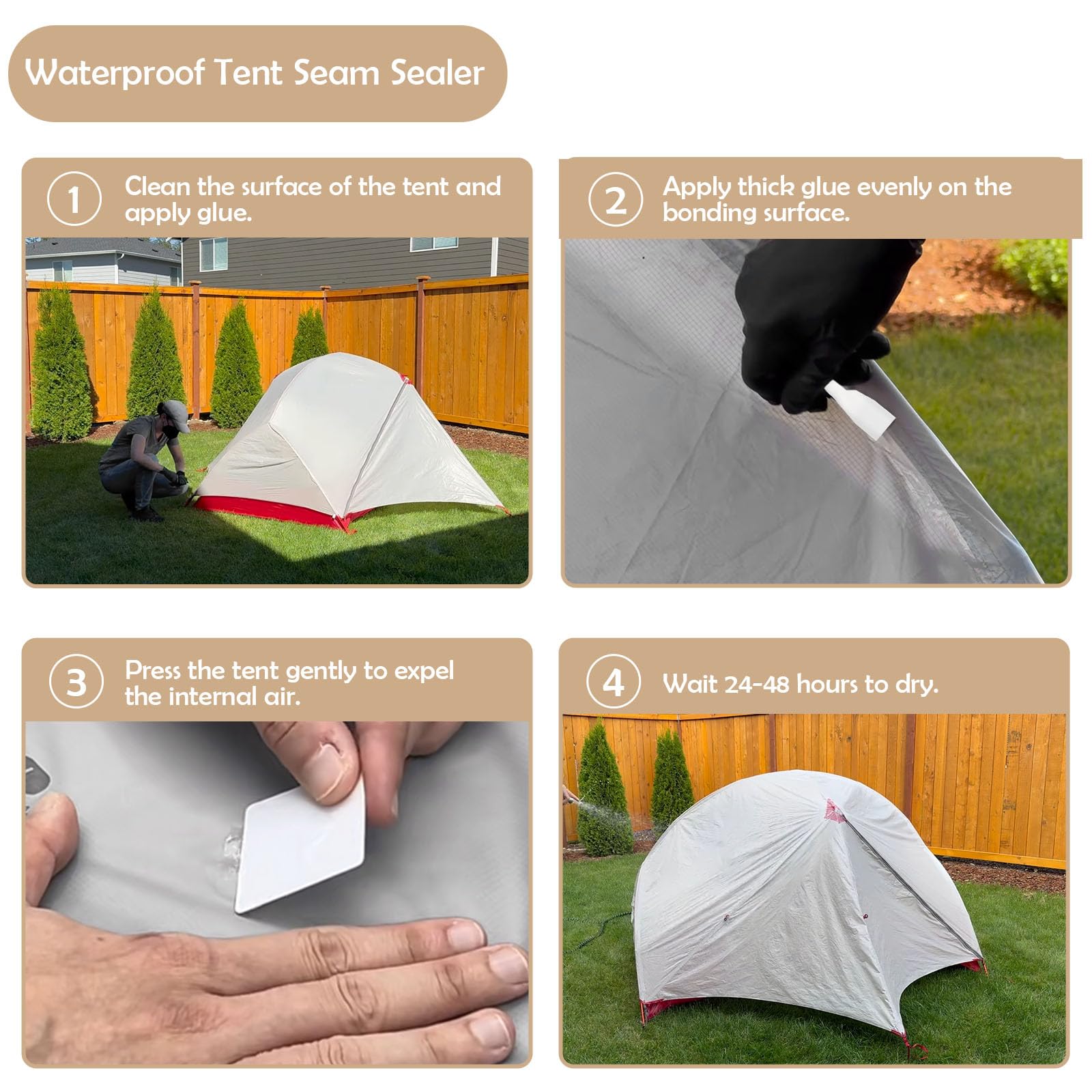 WAN2TLK 120ml Tent Seam Sealer, Repair Damaged/Seam Sealer Tent Fabric, Restore The Waterproof Barrier, for Camping/Hiking/Outdoor Gear