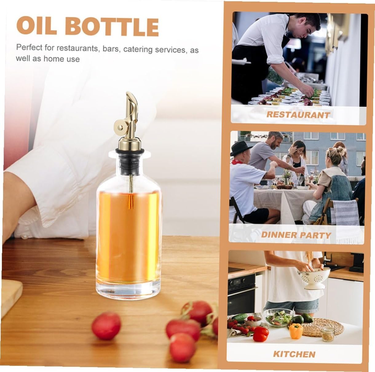 Glass Olive Oil Dispenser Bottle with Spout 500ml Set of 2 Automatic Open-close Oil and Vinegar Cruet for Kitchen Cooking with Cap for Soy Sauce and Seasoning