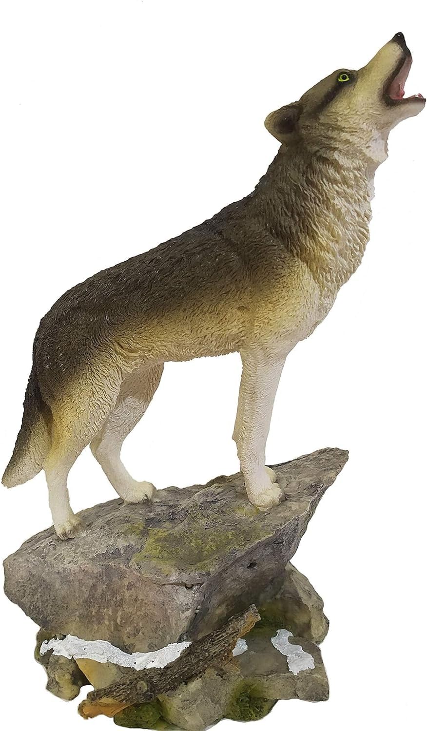 Wisifayardin Howling Wolf Figurine on a Rock Grey Wolf Figure for Lodge and Rustic Cabin Decor Statues and Figurines, Wolf Sculpture or Timberwolves Collectible Art Gifts