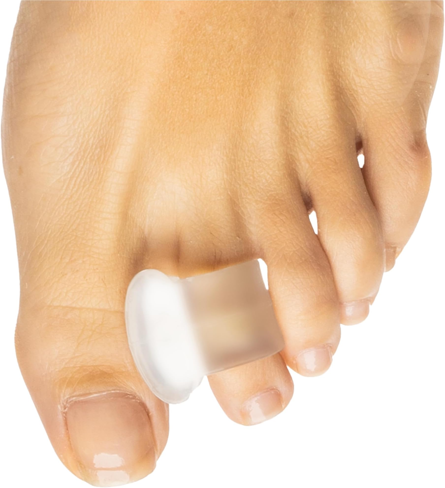 ZenToes Firm Gel Toe Separators for Overlapping Toes, Bunions, Big Toe Alignment, Corrector and Spacer, Strong Support - 4 Pack (Firm Frosted Clear)