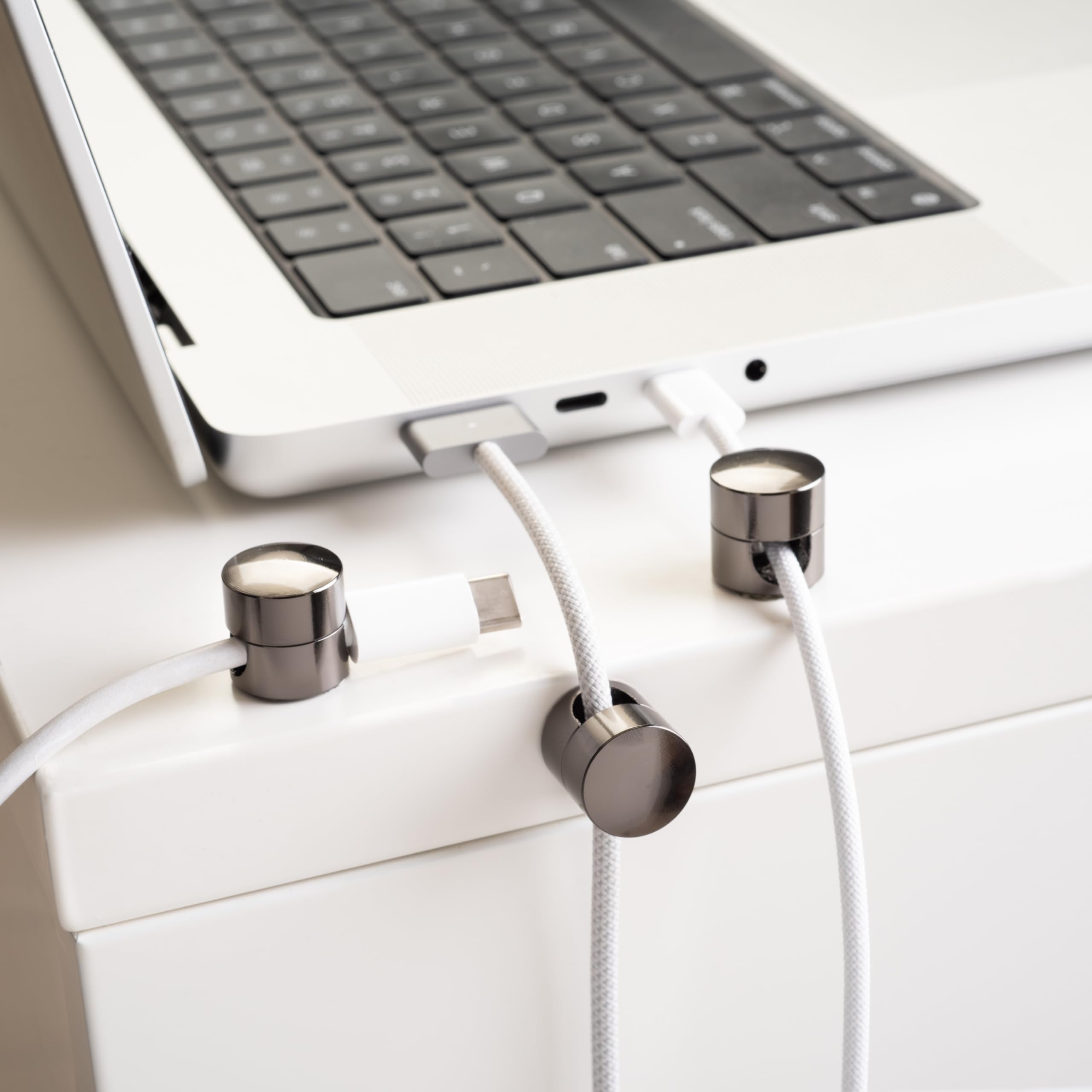 ICONIT Cable Anchors for Desk Organization Gun Metal | Premium Aluminum Cord Organizers | Charger + Cable Management Clips for Home & Office | Stylish, Sturdy, & Functional | (3 Pack)
