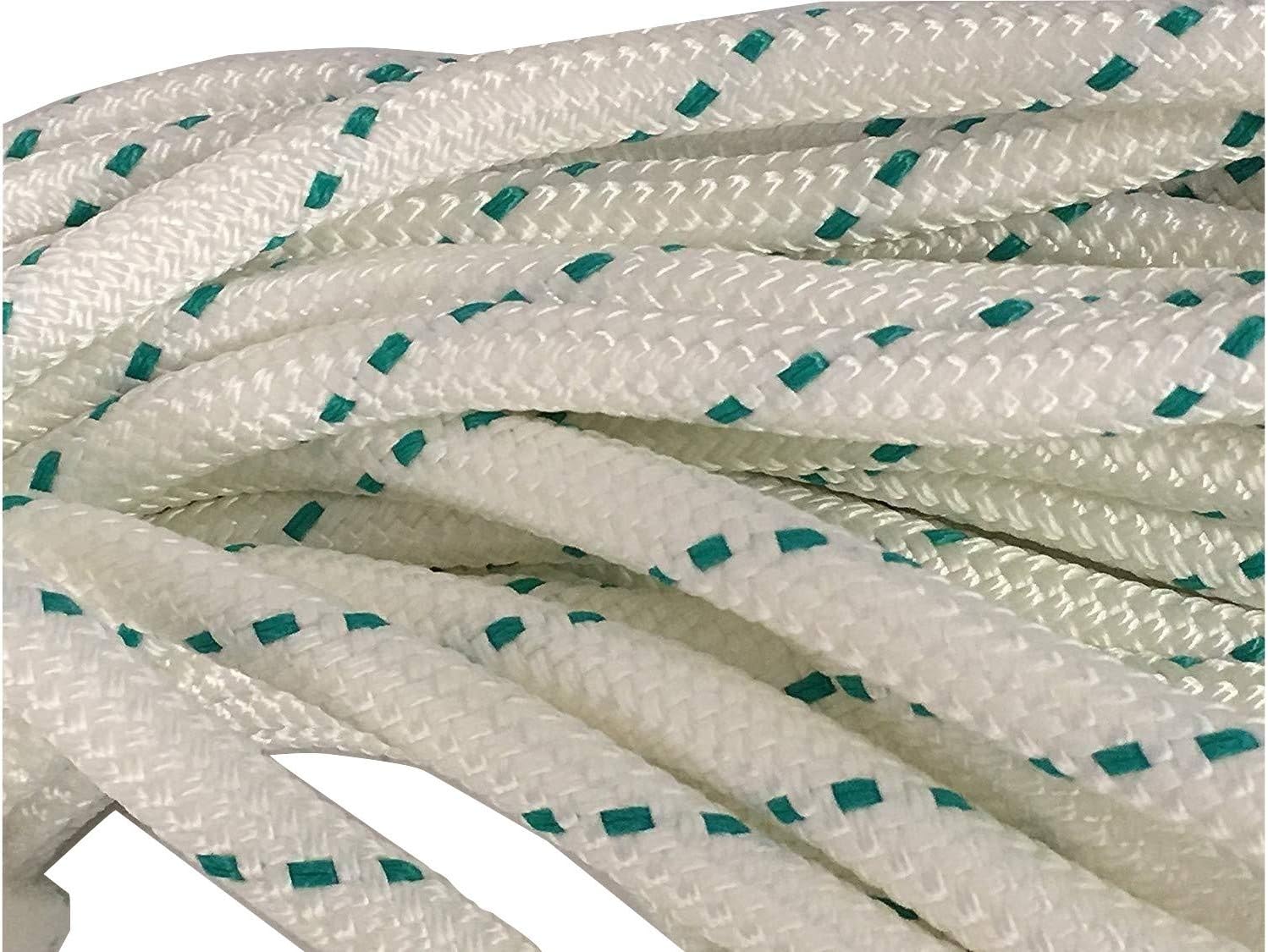 Yacht Braid Polyester Rope 7/16 inch, White Teal
