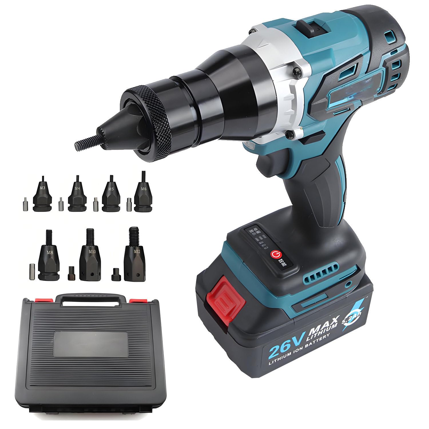 CelyToe Electric Nut Gun, Cordless Rivet Nut Tool Kit Completeset