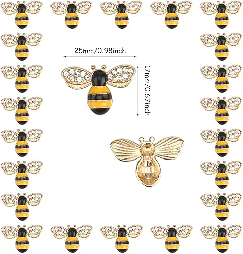 Miniatura 2 de 40 dijes esmaltados de abejas con diamantes de imitación, colgantes para hacer joyas, manualidades, fiestas, hogar, decoración de teléfono celular,