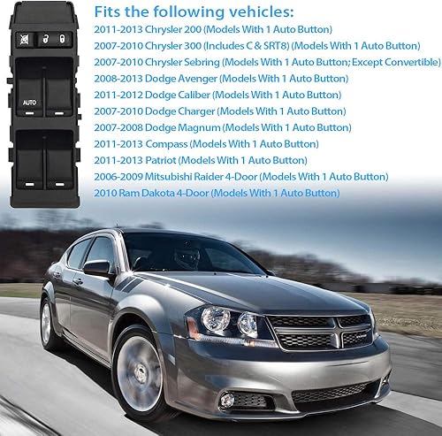 Miniatura 3 de Interruptor de elevalunas eléctrico para el lado del conductor, con 1 solo AUTO, repuesto para Chrysler 200 300 Sebring Dodge Avenger Caliber