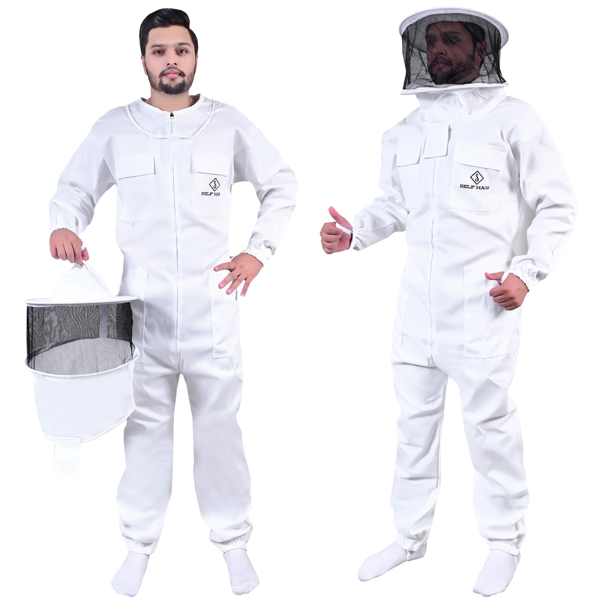 Bee Suit – Vêtement d'apiculteur professionnel complet en polycoton pour homme et femme (Voile rond, XXL)