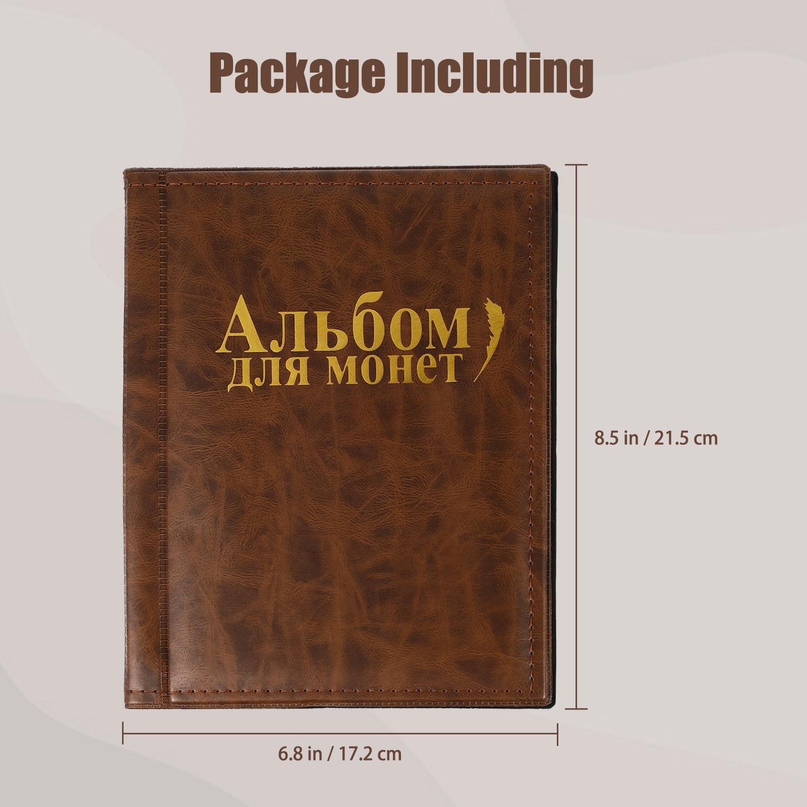 PLAFOPE Album 10 Pagine in Pelle Pu Marrone per Monete da Collezione 250 Tasche Trasparenti Comodo da Usare per Ragazzo Ragazza e Collezionisti