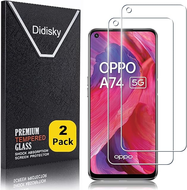 Didisky Tempered Glass Screen Protector for Oppo A74 5G, OPPO A54 5G, [2 Pack] Screen Protector [Soft Touch] Easy to Clean, Easy to Install, Transparent