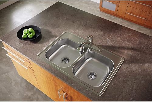 Miniatura 2 de Elkay D23322 Dayton - Fregadero de cocina de acero inoxidable con doble lavabo de 33 pulgadas, 1 orificio para grifo
