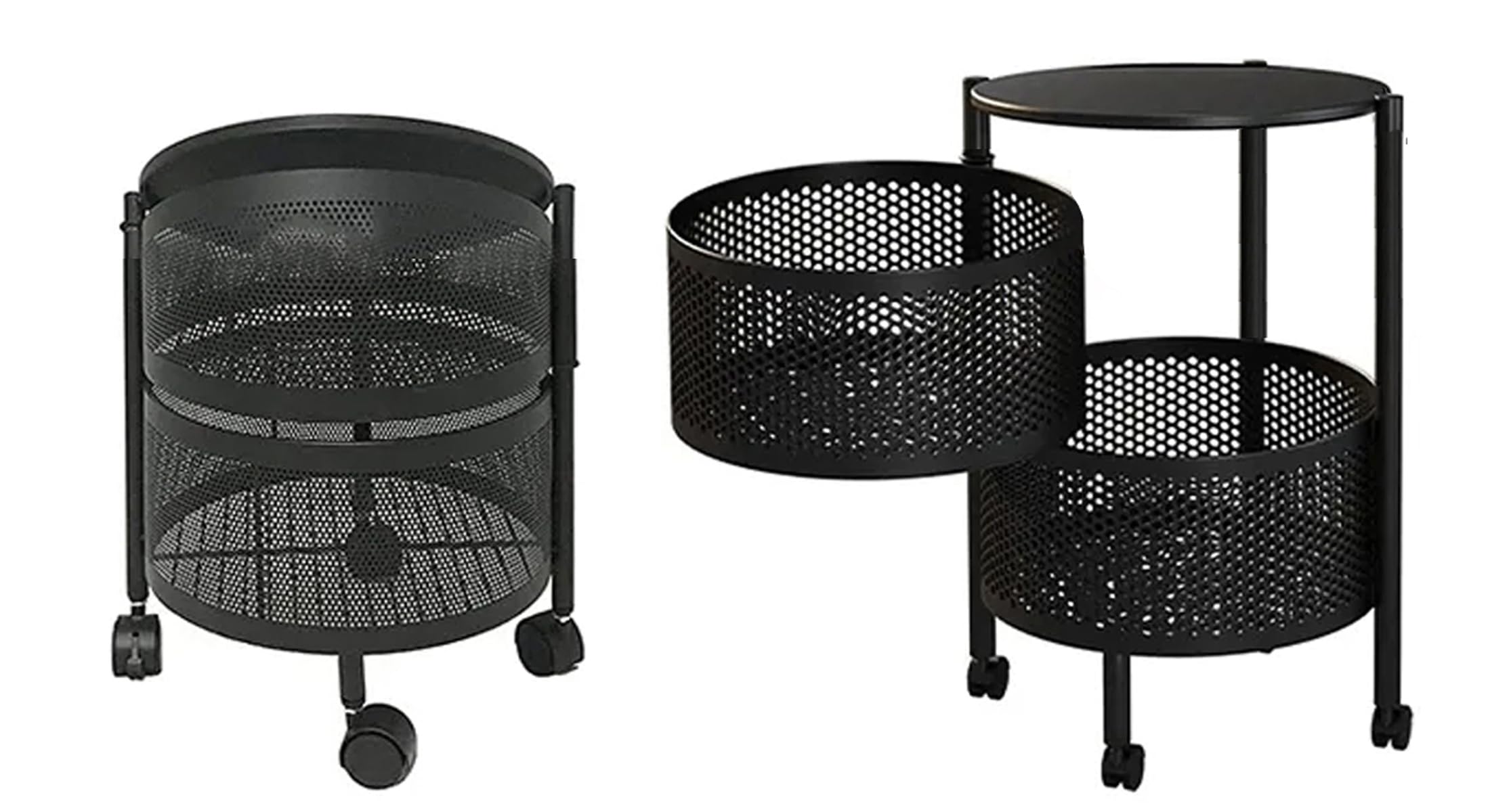 Kinfolk Metal 2 Layer Kitchen Rotating Trolley Storage Rack, Kitchen Storage Rack, Fruit & Vegetable Storage Rack, Storage Rack, Multi Purpose Storage Rack (2 Layer, Round Shape, Black) (B0CFM3QQFV) Amazon Price History, Amazon Price Tracker