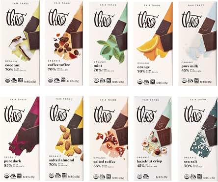Theo Chocolate Organic Milk + Dark Chocolate Classic...
