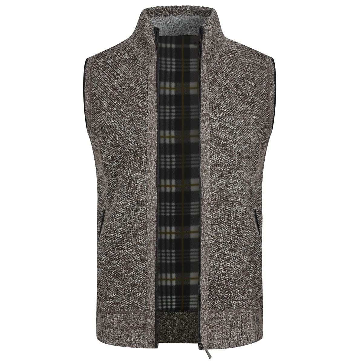 YOUTHUP Gilet da Uomo Senza Maniche Canotta Invernale in Maglia Foderata in Pile con Cerniera Spessa