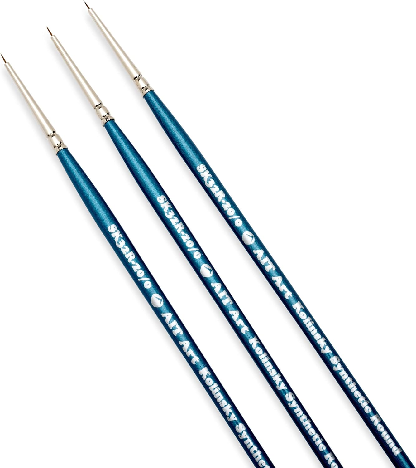 AIT Art Select Round Detail Paint Brushes, Size 20/0, Pack of 3, Synthetic Kolinsky Sable, Set Assembled in USA for Trusted Performance and Crafting Exquisite Details