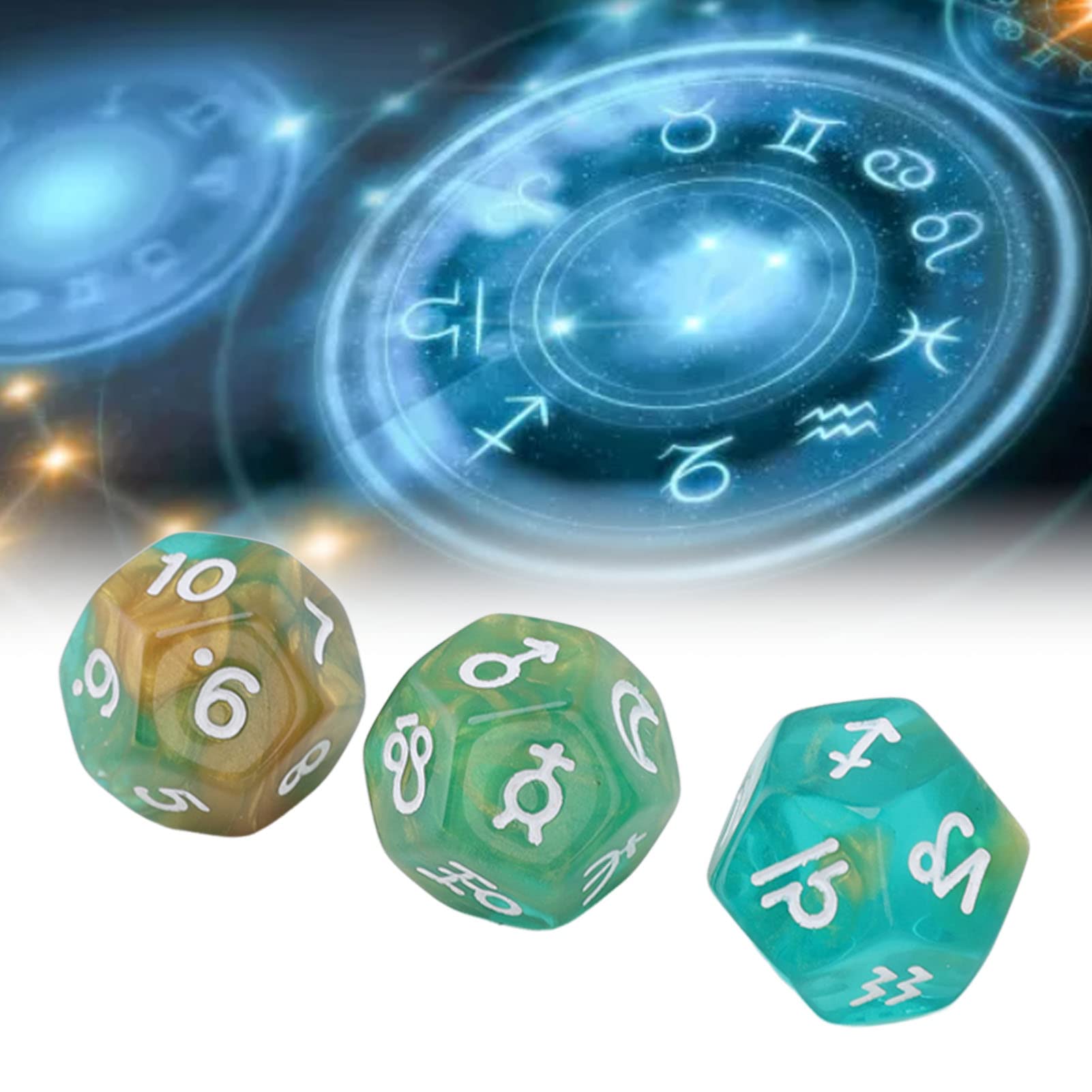 Set De Dés Astrologiques 12 C?tés Glitter Rune Dice Facile à