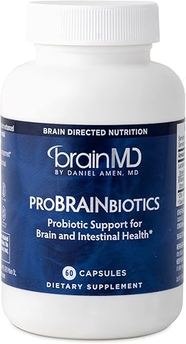 Dr Amen BRAINMD ProBRAINbiotics - 3 mil millones de UFC, 60 cápsulas, promueve la salud intestinal, sin gluten, 60 porciones