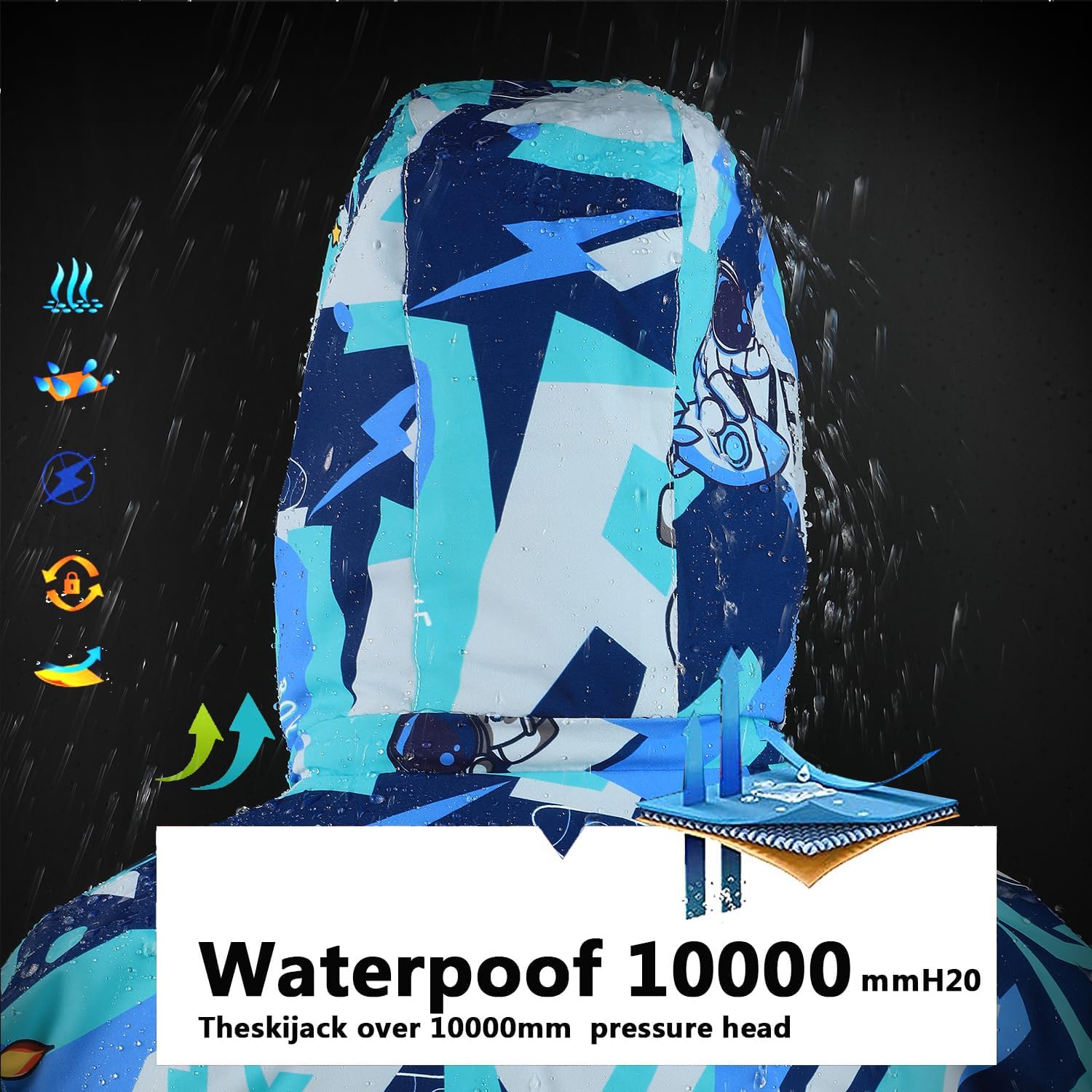 Boy's Ski Jackets Waterproof Winter Coat Fleece Windproof Snowboarding Jacket with Detachable Hood - Image 5