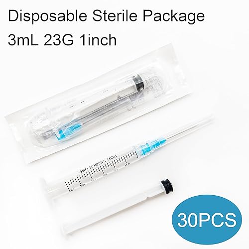 Miniatura 7 de Careach Jeringa Luer Lock para laboratorios científicos, 30 uds. 0.1 fl oz con aguja de calibre 23 de 1 pulgada