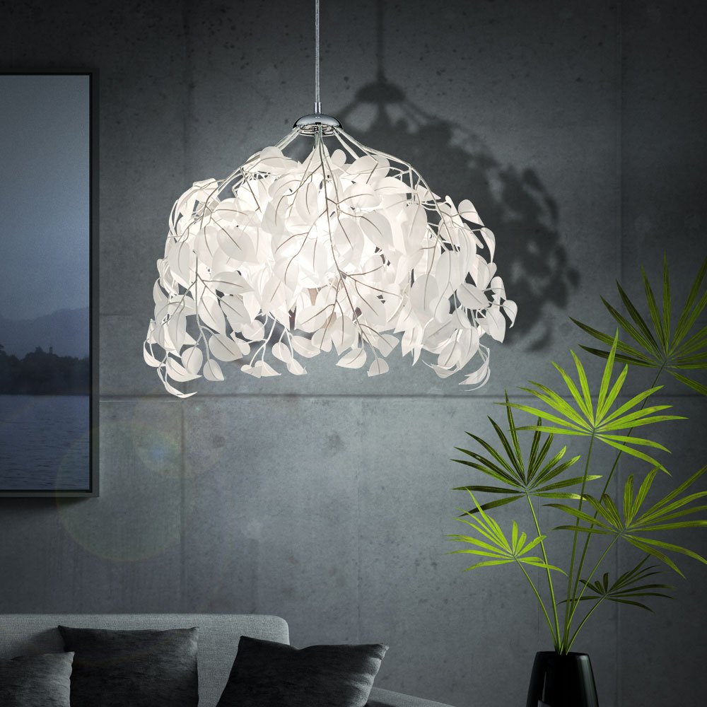 Reality R10461901 Leavy Lampada a Sospensione, 38x38x150 cm, Bianco