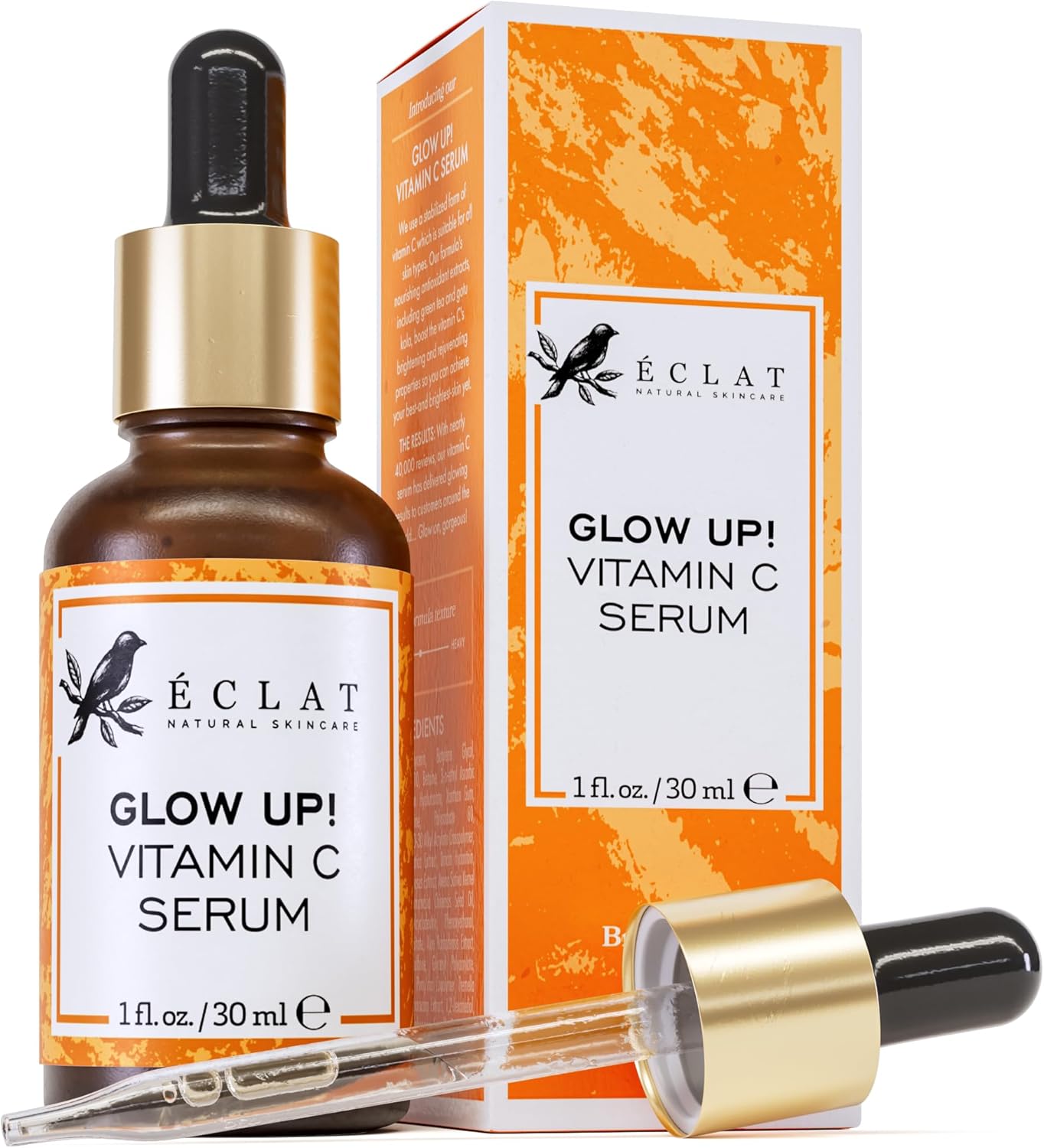 Eclat Skincare Glow Up Vitamin C Serum – Vitamin C Serum for Face with Hyaluronic Acid, Ferulic Acid & Vit E – Skin Brightening Face Care – Anti Aging, Hydrating & Dark Spot Lightening 30ml