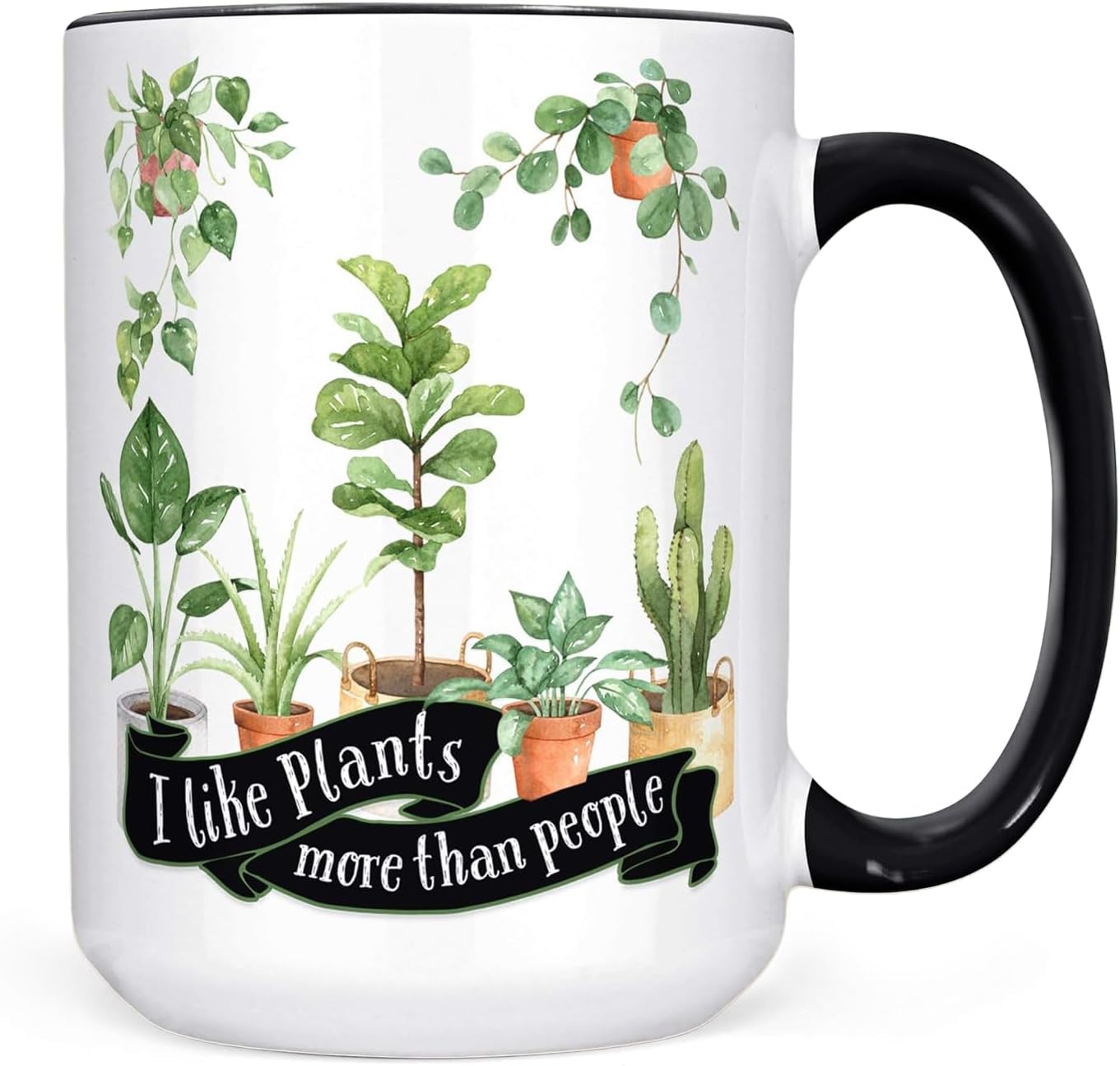 I Like Plants More Than People Ceramic Coffee Mug, 11 or 15 oz