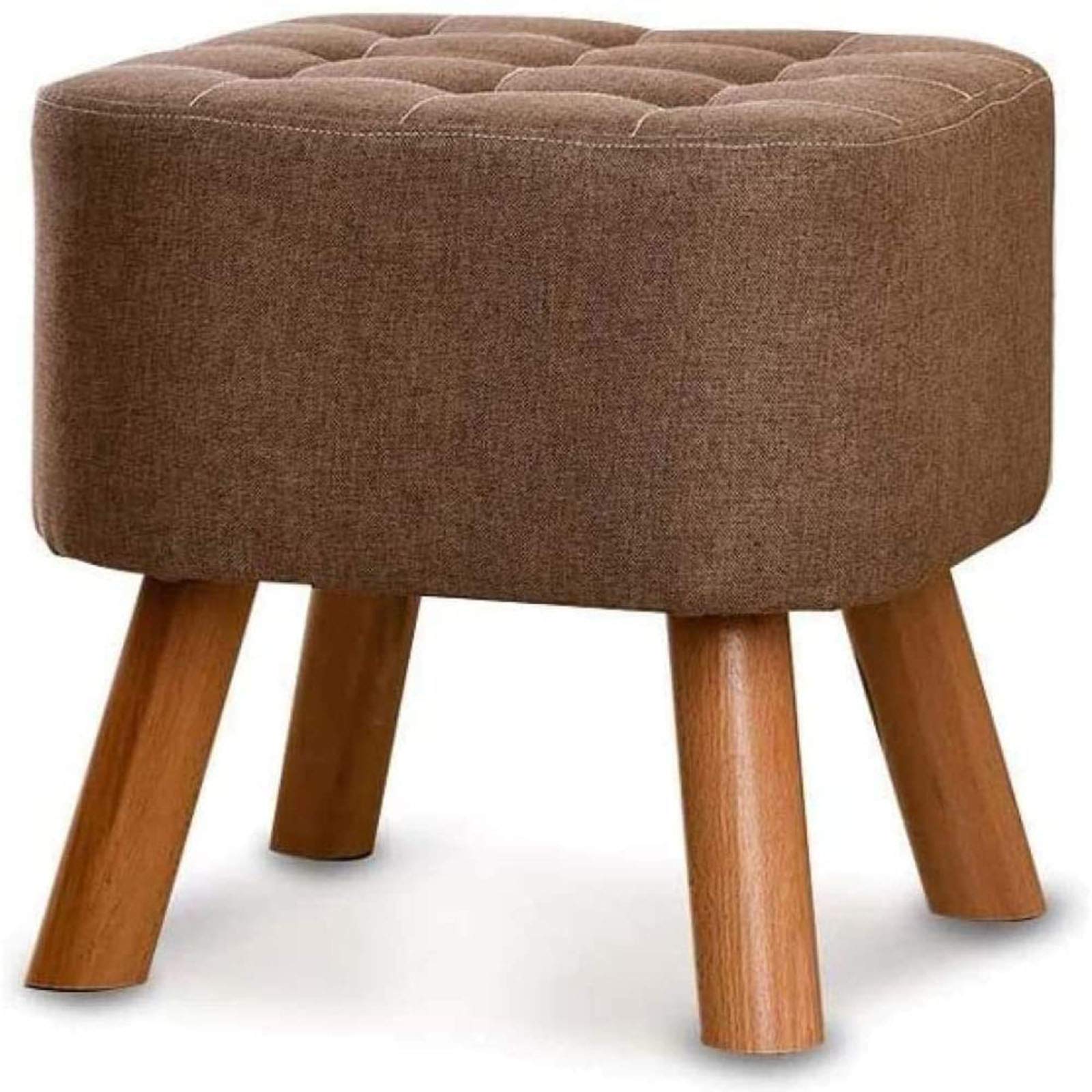 Tabouret à langer rembourré doux avec pieds en bois noble marron