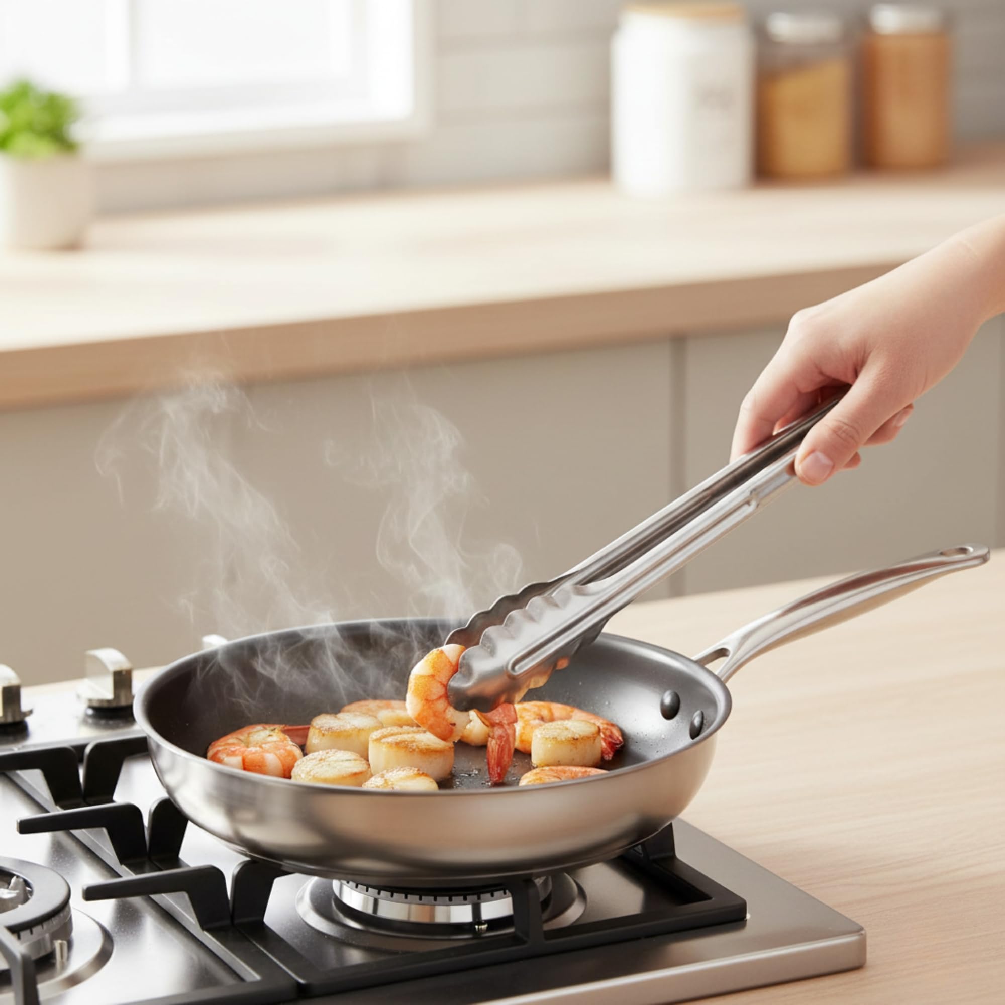 Pinze da cucina extra pesanti da 40,6 cm, in acciaio inox, con molla a spirale, strumento di preparazione degli alimenti di grado commerciale per cucinare grigliate barbecue (confezione da 2)