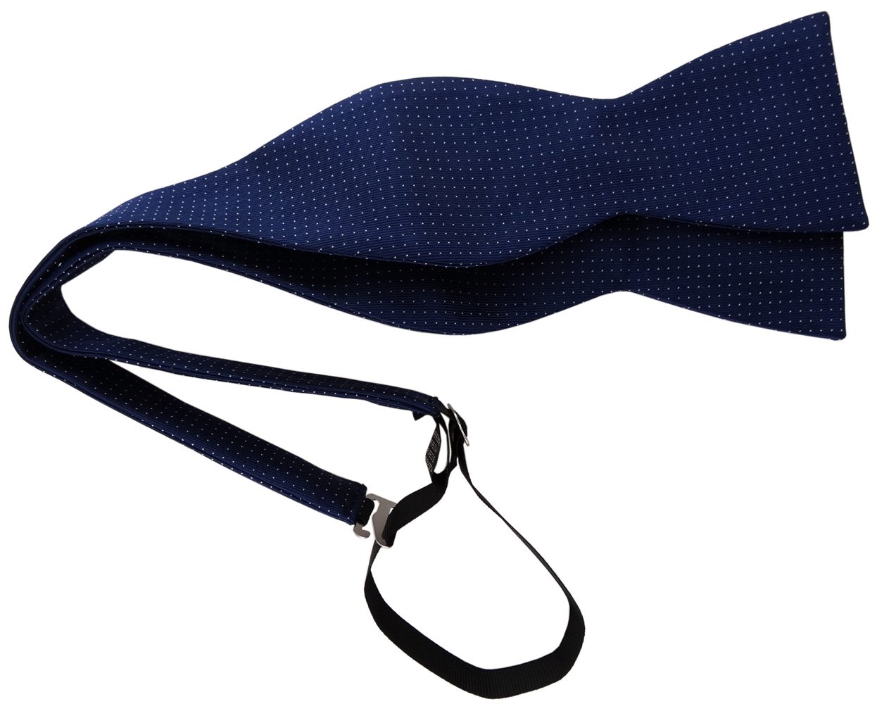 TigerTie self-bow-tie marine dark blue in silver dotted, bow tie 100% pure silk
