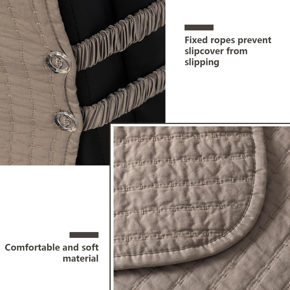 STONECREST Non Slip Recliner Chair Cover - Cotton Pre-Washed Recliner Cover, Embroidery Cross Dot Pattern Recliner Slipcover Stay in Place (Brown, Recliner 23" Regular)
