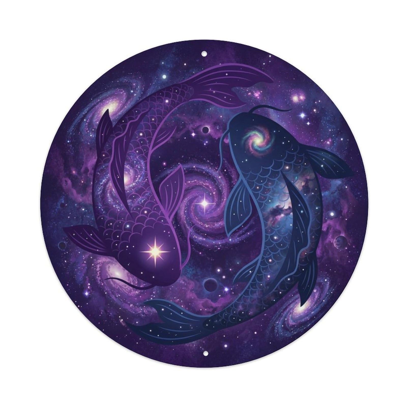 Tai Chi Koi Fish Starlight Galaxy Cosmos Space Metal Tin Sign